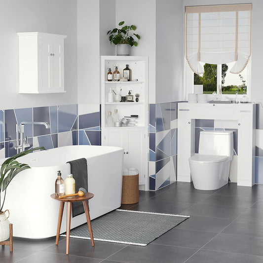 Tall Bathroom Storage Cabinet, Corner Cabinet with Doors, White Bathroom Cabinets White at Gallery Canada