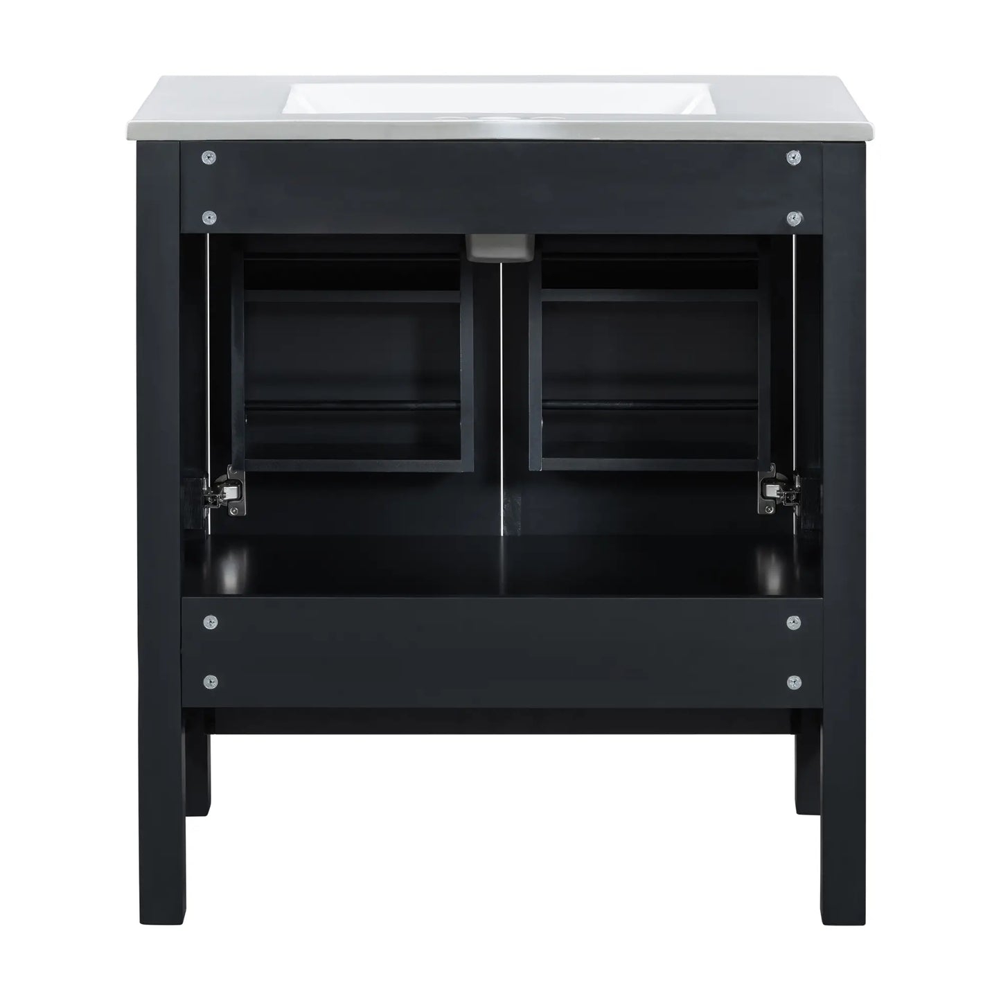 30" Bathroom Vanity, Single Undermount Sink, Soft-Close Doors, Black+White Sink Cabinets at Gallery Canada