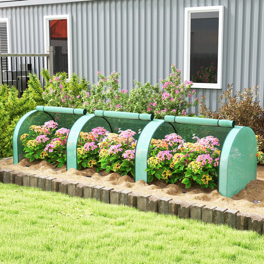 Mini Tunnel Greenhouse, PE Cover, Steel Frame, Zipped Doors, Green Greenhouses Green at Gallery Canada