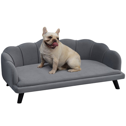 Dog Couch Pet Sofa Cat Bed with Removable Cushion Wood Legs for Medium and Large Dogs, Dark Grey - Gallery Canada