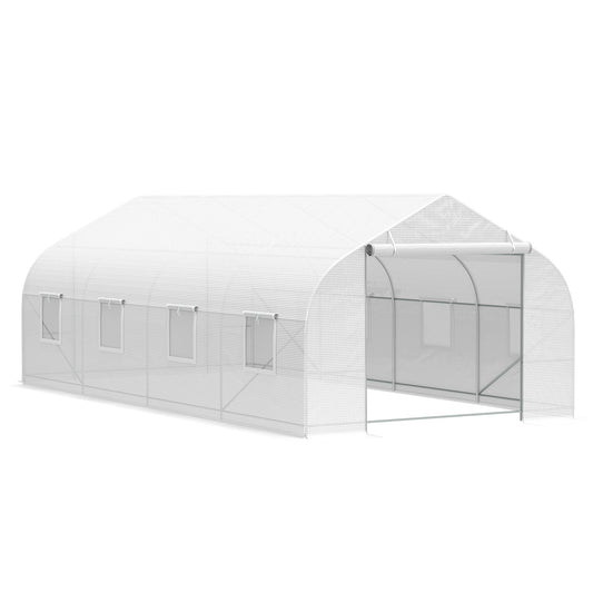 20x10x7ft Walk-in Steeple Greenhouse Outdoor Backyard Plant Seed Growth Tunnel Shed Warm House with 2 Anchor Way White - Gallery Canada