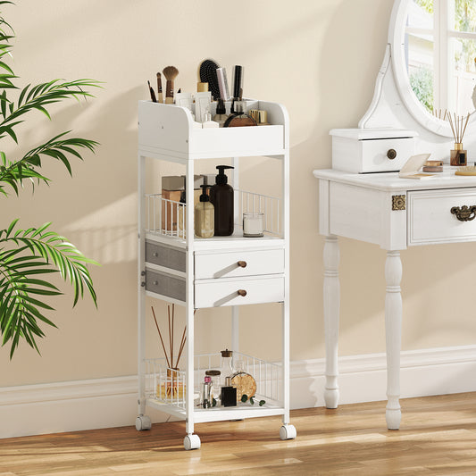 Makeup Organizer Cart With Drawers And Shelves, White File Cabinets White at Gallery Canada