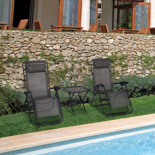 Zero Gravity Chair Set of 2, Patio Chair with Side Table, Grey Lounger Chairs Grey at Gallery Canada