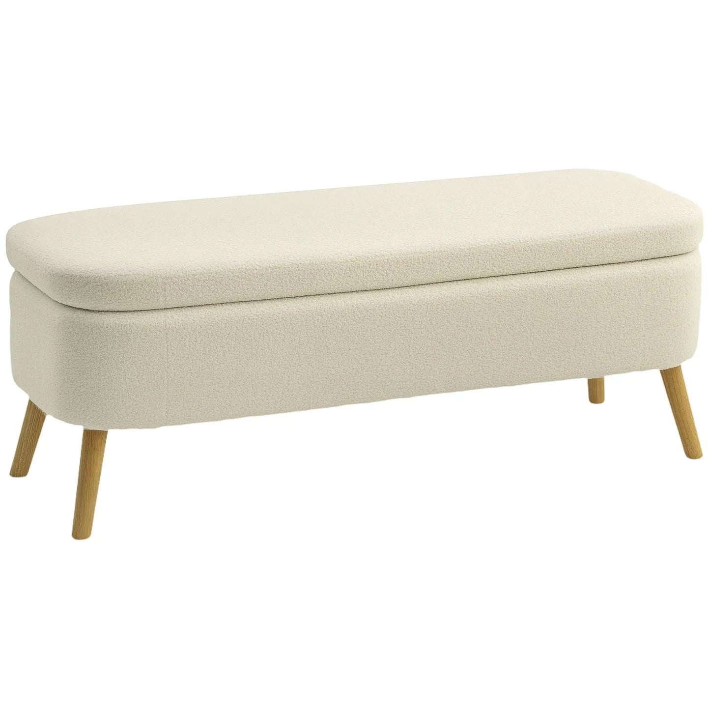 47 Inches Storage Ottoman Bench, Upholstered Teddy Fleece, Beige Storage Ottomans & Benches at Gallery Canada