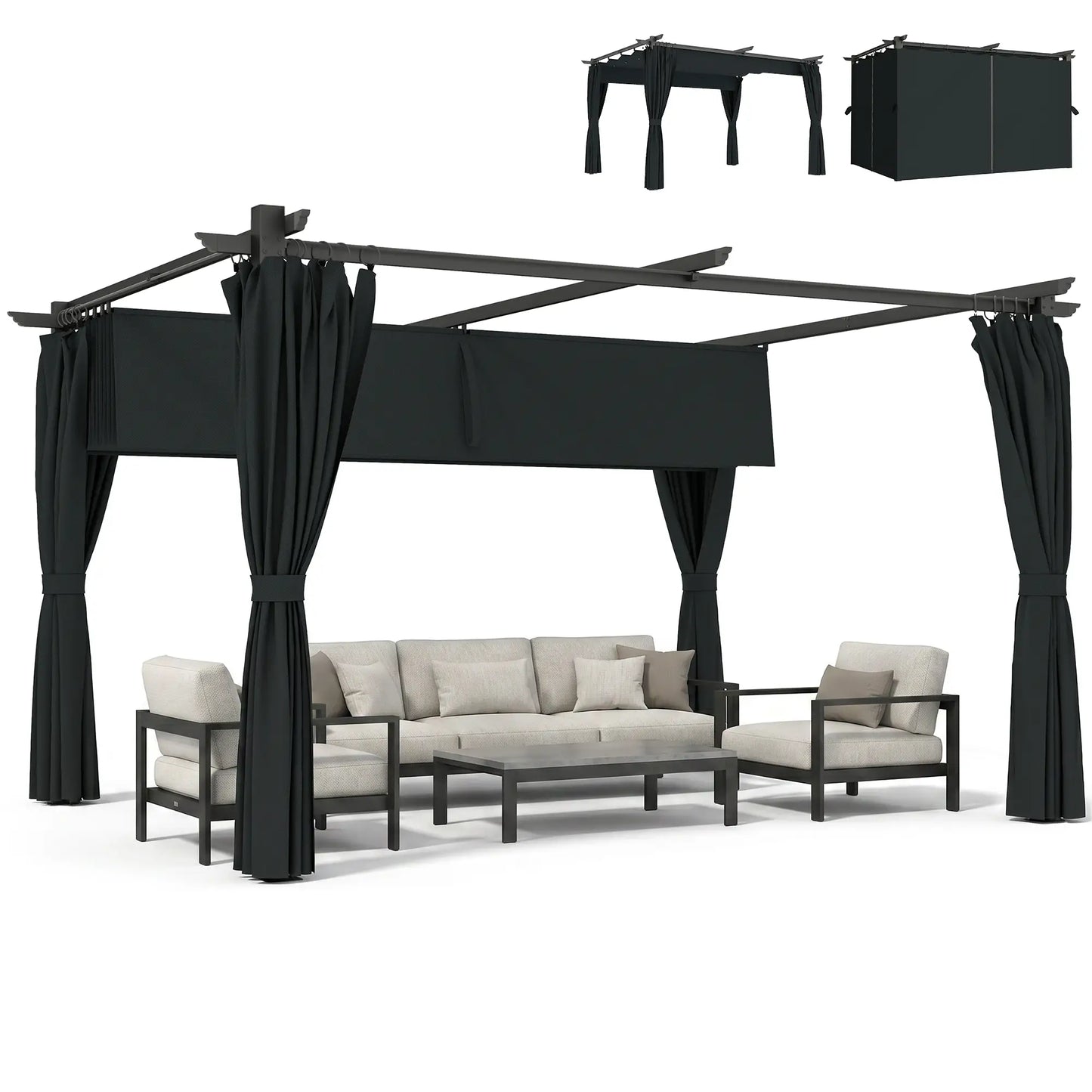 10' x 13' Pergola, Retractable Canopy, UPF30+ Sun Shade, Garden, Backyard Pergolas at Gallery Canada