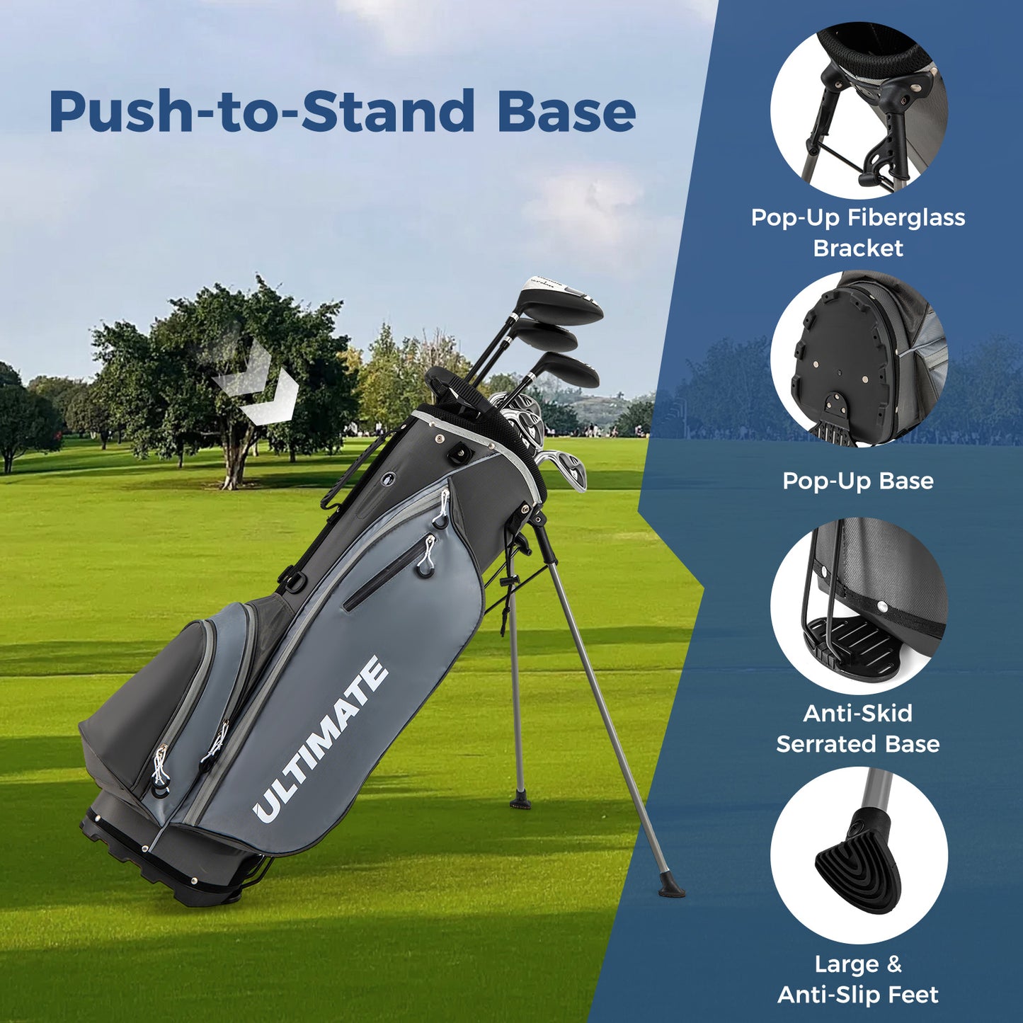 Mens LeftHanded Complete Golf Clubs and Bag Set Portable Lightweight Golf Stand Bag-Grey, Gray Golf at Gallery Canada