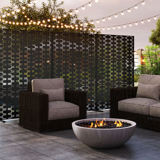 Metal Privacy Screen, 72 x 48 Inch, Freestanding Fence Panel, Black Room Dividers Black at Gallery Canada