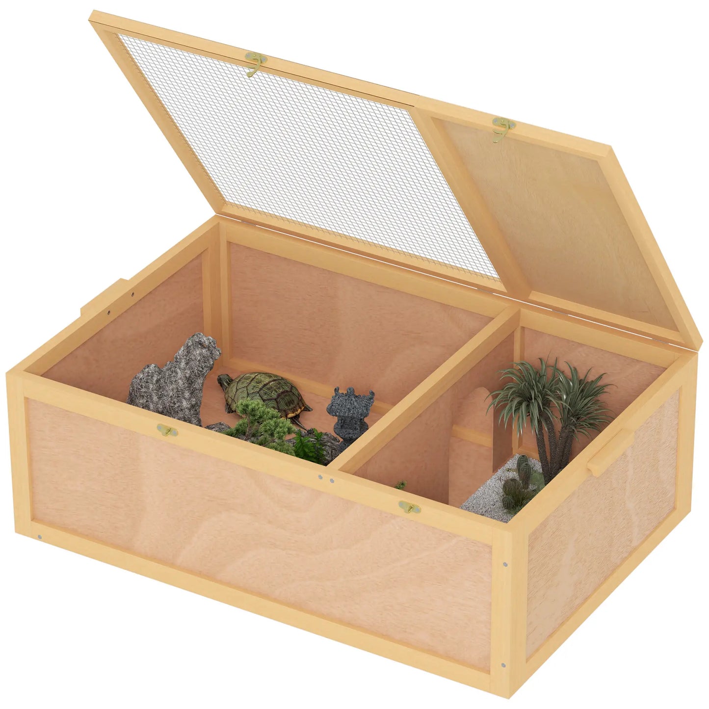 Wooden Tortoise Enclosure, Two Room Design, Indoor Use, 37" x 25" x 13", Nature Wood Houses & Habitats at Gallery Canada