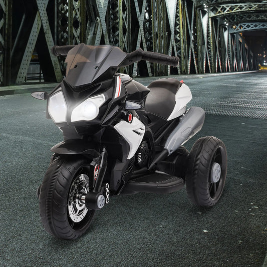 Kids Electric Motorcycle Ride-On Toy, 3 Wheels, Music, Horn, Lights, Black Electric Motorcycles Black at Gallery Canada