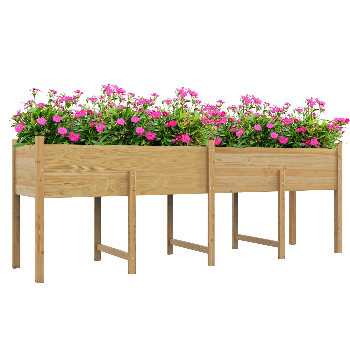 Wooden Raised Garden Bed, Large Elevated Planter Box, 7.4' x 1.8' x 2.6' Raised Garden Beds at Gallery Canada