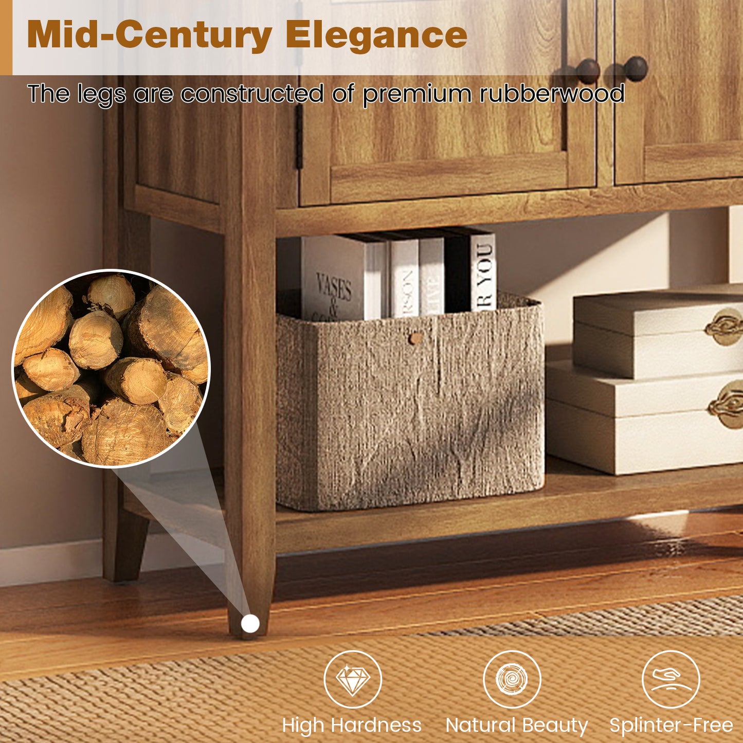 Mid-Century Console Table, Wood Coffee Bar, 2 Drawers, Walnut Coffee Tables at Gallery Canada