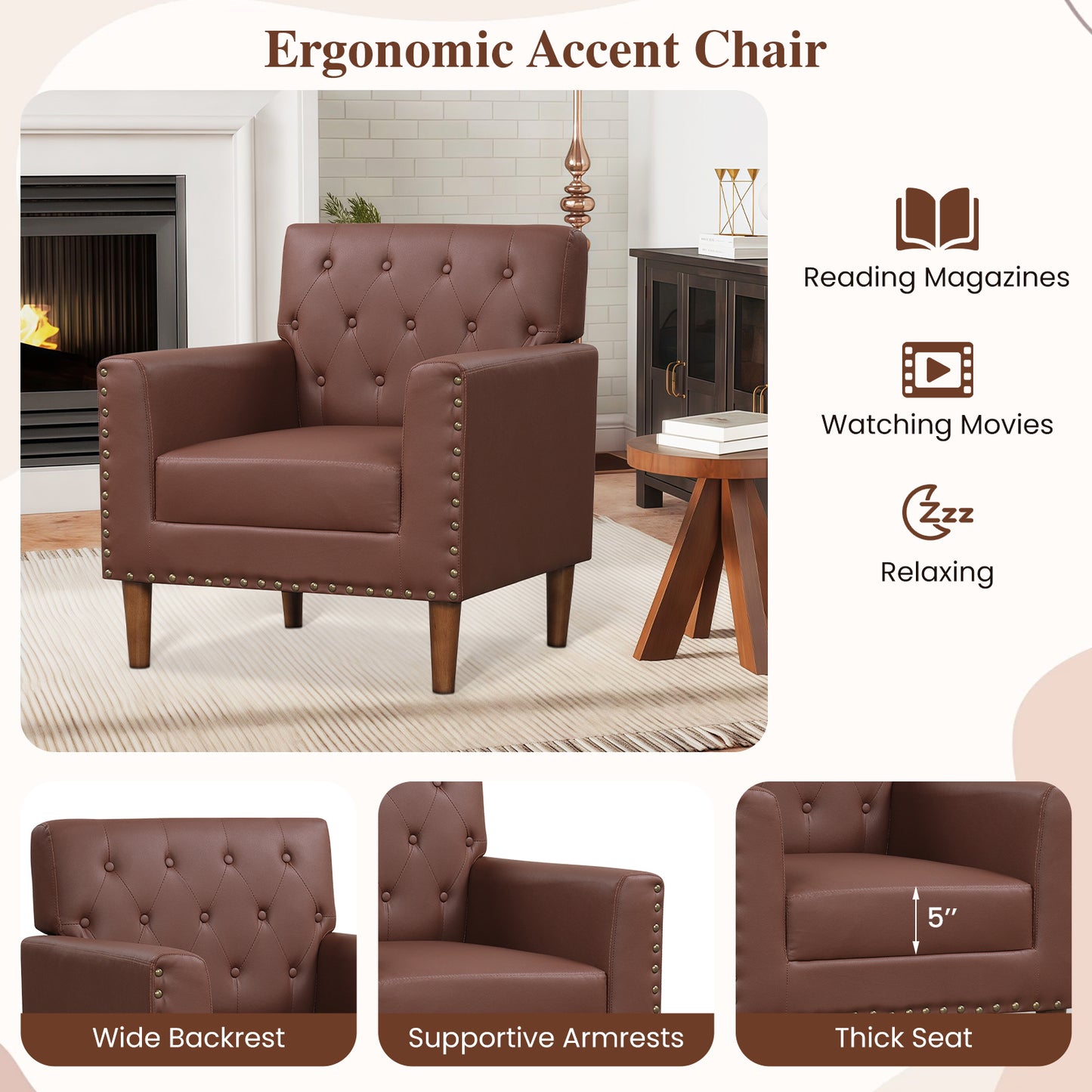 Mid Century Modern Accent Chair, Brown Accent Chairs at Gallery Canada
