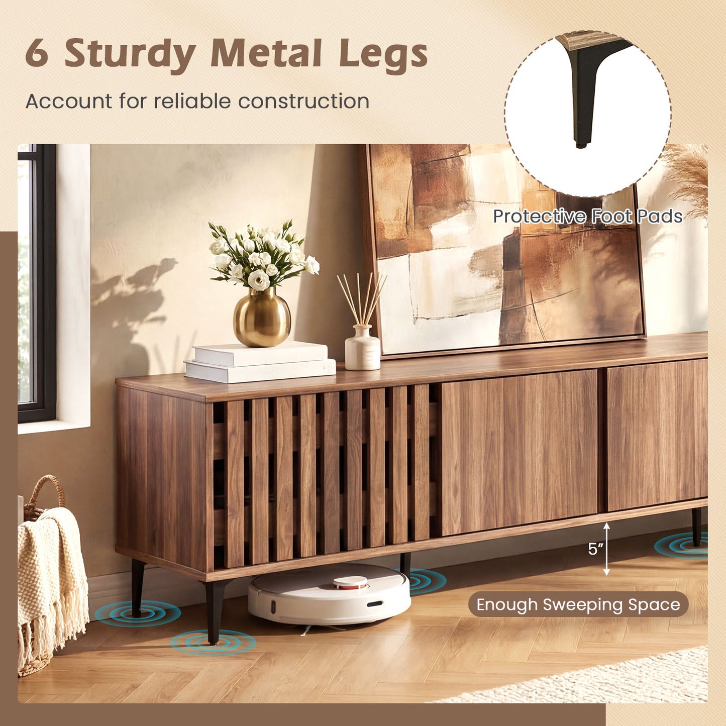 Mid Century Modern Entertainment Center, 4 Storage Cabinets, Walnut Entertainment Centers & TV Stands at Gallery Canada