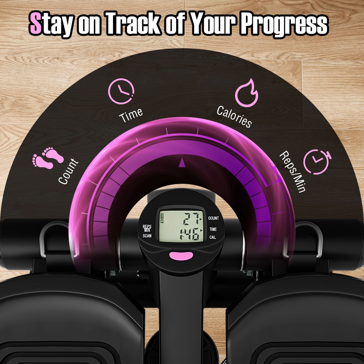 Mini Stepper With Resistance Bands, Adjustable Height, Black Sport Equipments at Gallery Canada