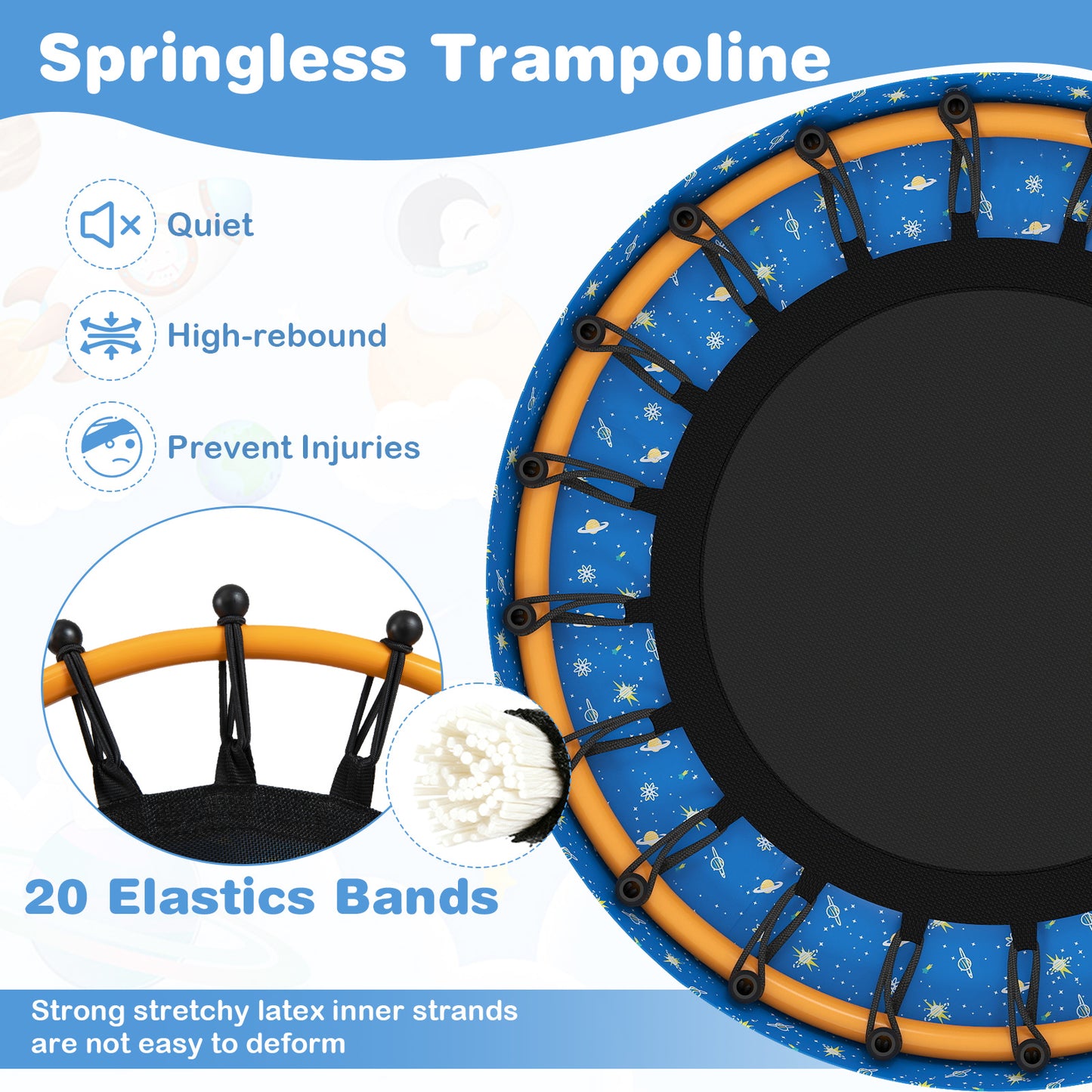 Mini Trampoline For Toddlers, Foam Padded Handle, Safety Cover, Blue Trampolines at Gallery Canada