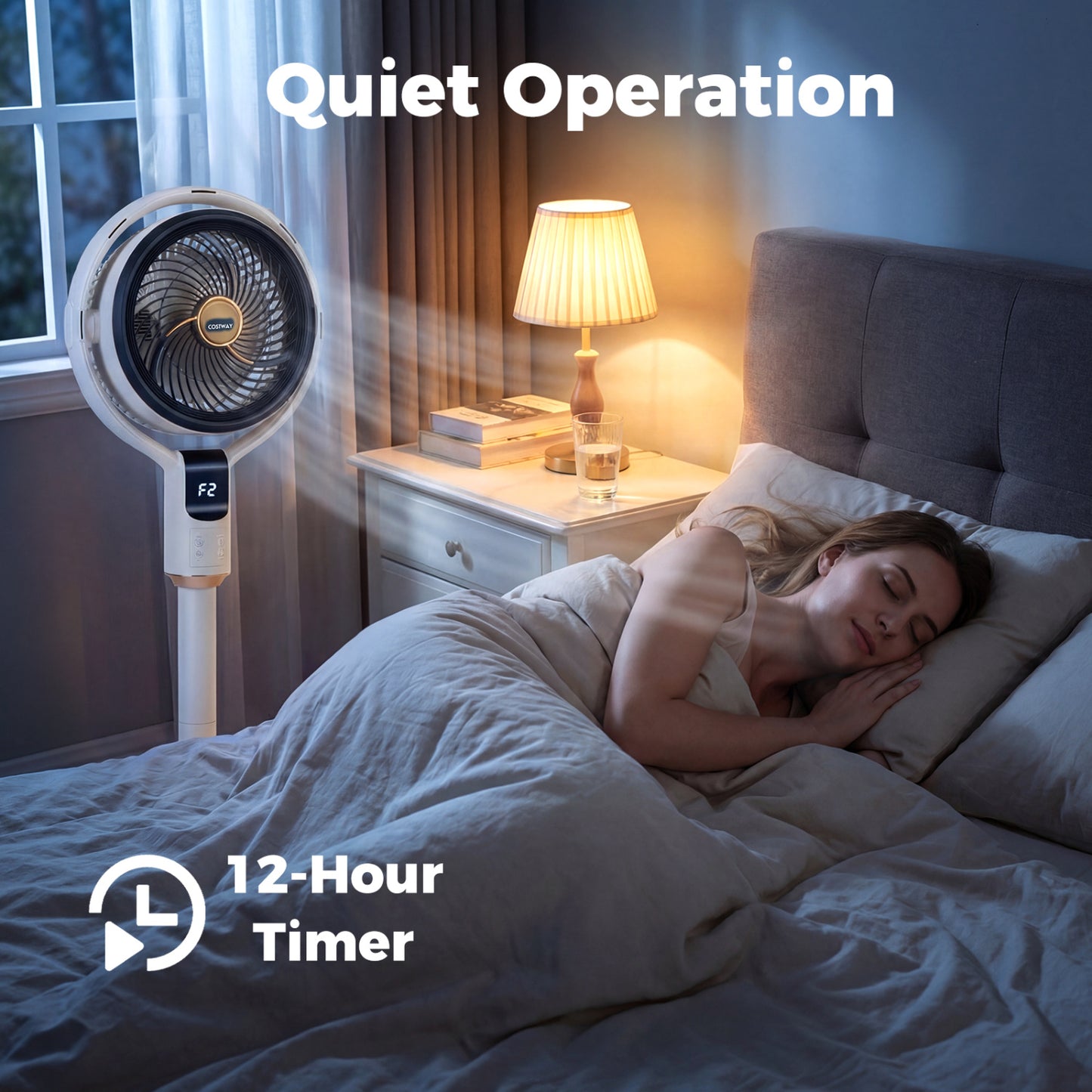 Misting Pedestal Fan, 90° Oscillation, 8 Speeds, White Fans at Gallery Canada