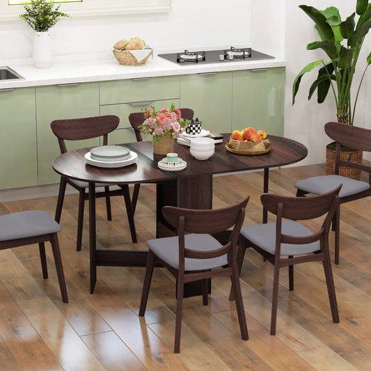 Oval Folding Dining Table, Drop Leaf Kitchen Table, Distressed Brown, Brown Bar Tables & Dining Tables Distressed Brown at Gallery Canada