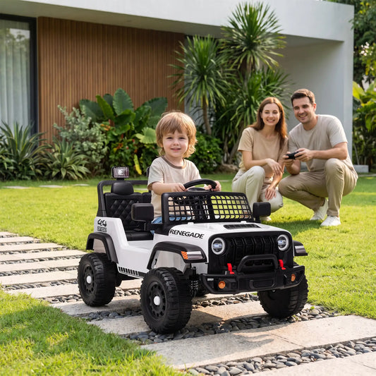 12V Ride On Truck Car, Remote, Soft Start, Ages 2-4, White