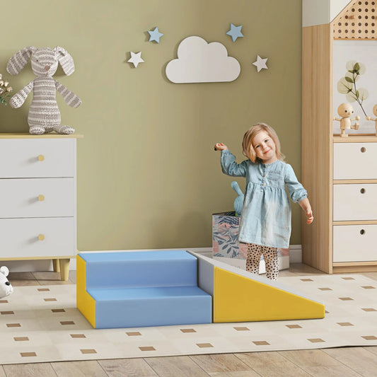 2-Piece Climb Crawl Activity Play Set, Toddler Preschooler, Indoor, Blue Baby Gym & Playmats Blue, Yellow, Grey at Gallery Canada