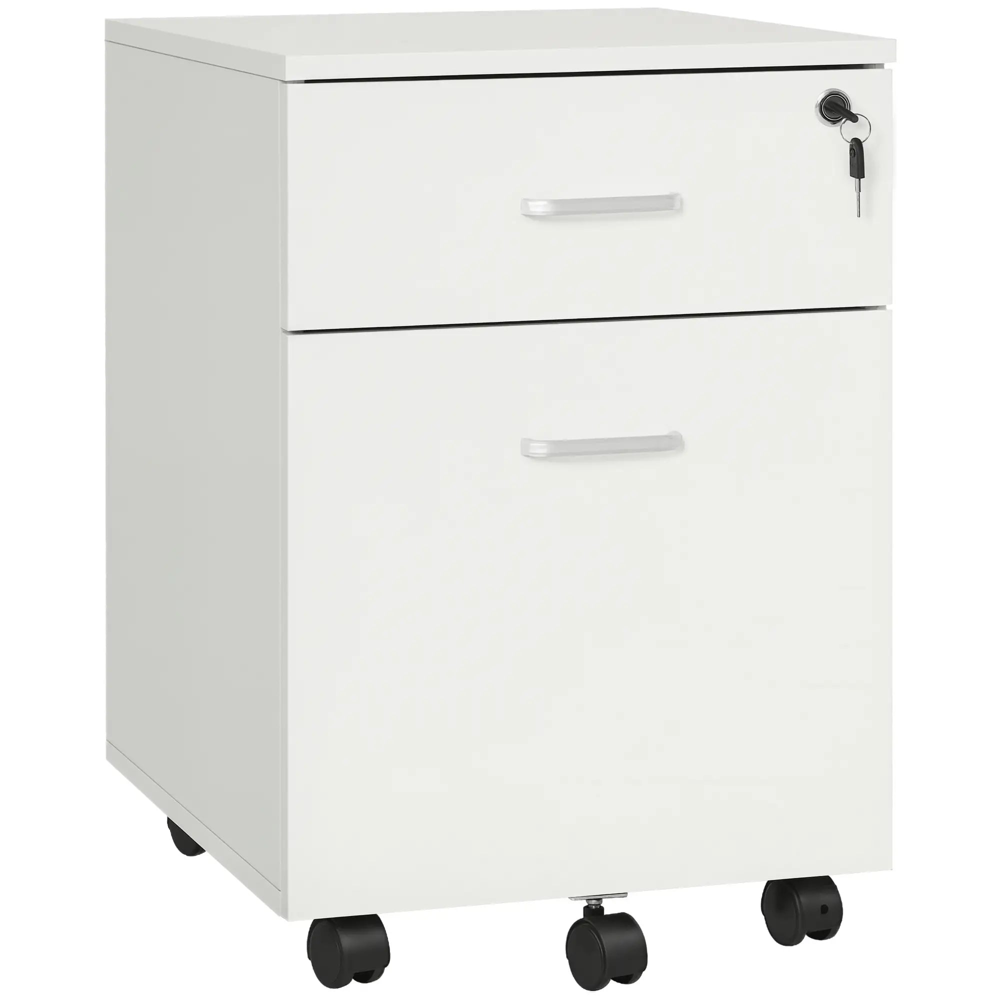 2 Drawer File Cabinet with Lock, Mobile Vertical Filing Cabinet, White Office Cabinets & Cupboards White at Gallery Canada