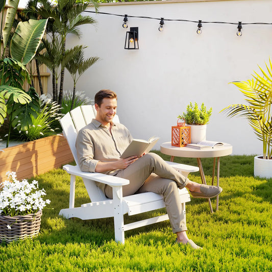 Wood Adirondack Chair, Outdoor Patio Muskoka Chair, White Patio Chairs White at Gallery Canada