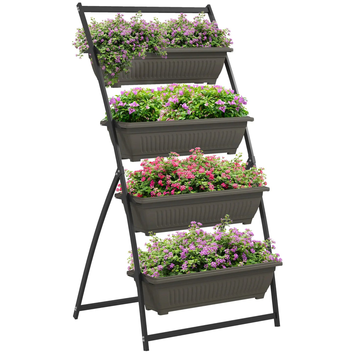4-Tier Vertical Raised Garden Planter, 4 Boxes, Outdoor Plant Stand, Brown Plant Stands at Gallery Canada
