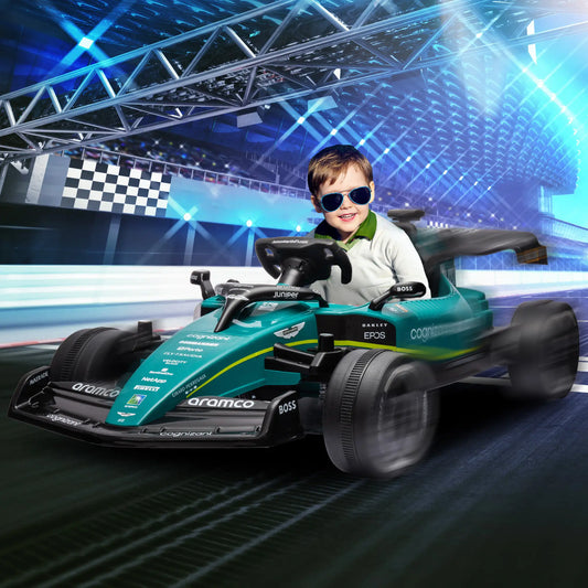 12V Electric Go Kart, Kids Ride On Car, 4 Shock Absorbing Wheels, Remote Control Electric Toy Cars Green at Gallery Canada