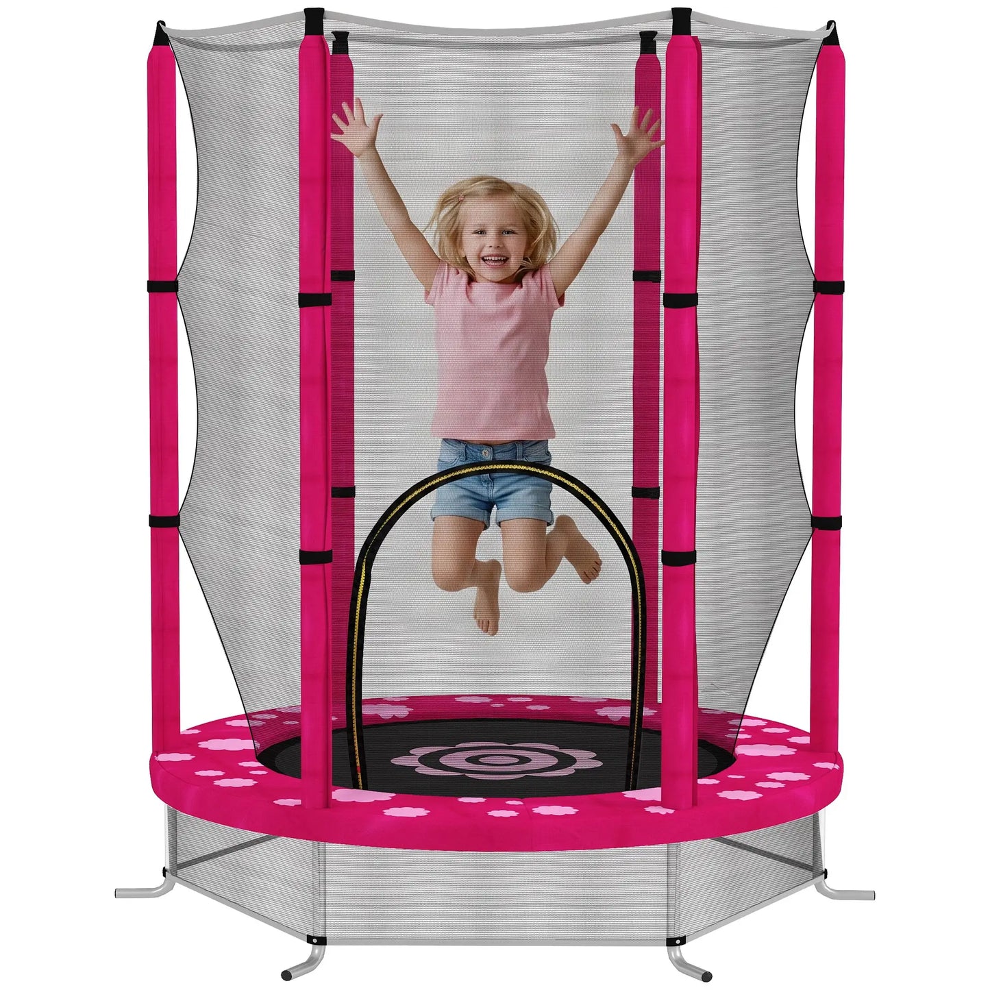 55" Toddler Trampoline, Safety Enclosure Net, Indoor Outdoor, Ages 3-6, Pink Trampolines at Gallery Canada