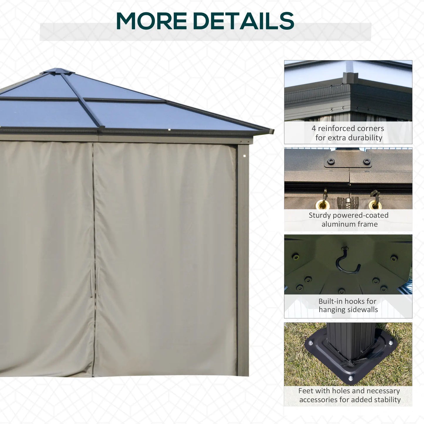 10x10ft Hardtop Gazebo, Aluminum Frame, Polycarbonate Canopy Gazebos at Gallery Canada