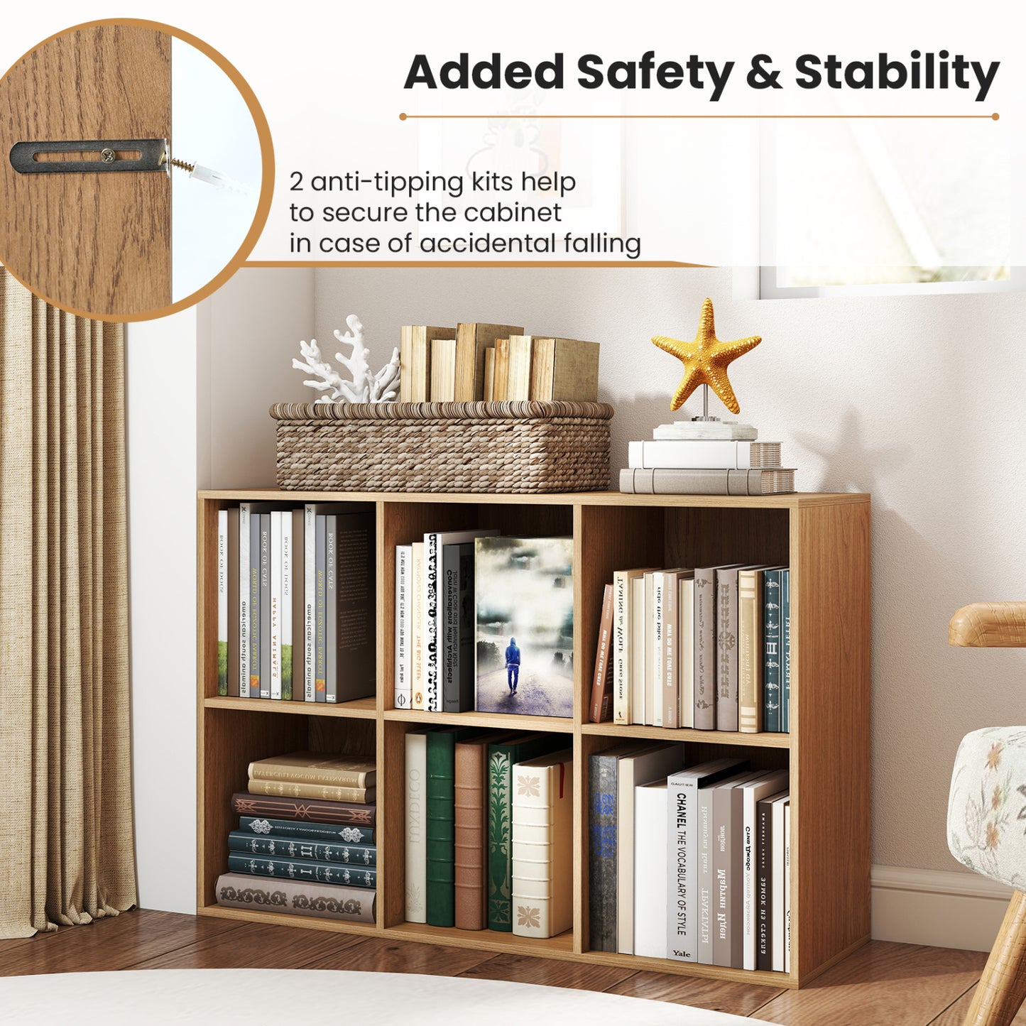 6-Cube Bookcase with Anti-Tipping Kit, Natural Bookcases at Gallery Canada