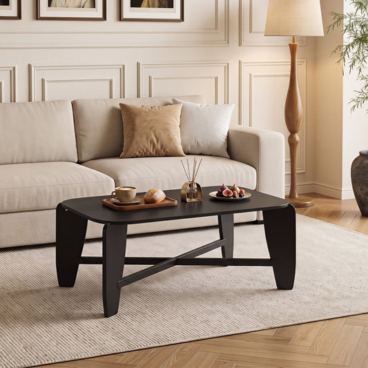 Modern Coffee Table, Rubber Wood Cross-Leg, Black Coffee Tables Black at Gallery Canada