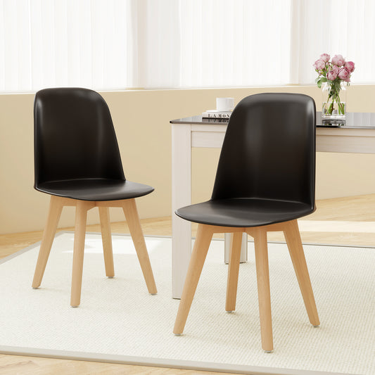 Modern Dining Chair Set, Solid Beech Wood Legs, Tilt Backrest, Black Dining Chairs Black at Gallery Canada