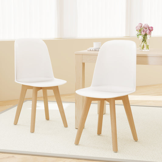 Modern Dining Chair Set of 2 with Solid Beech Wood Legs and Tilt Backrest, White Dining Chairs White at Gallery Canada