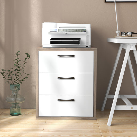 Modern Dresser Nightstand with 3 Slide-Out Drawers, Gray & White Dressers & Chests Gray & White at Gallery Canada