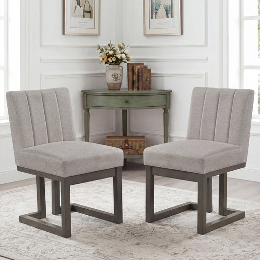 Modern Farmhouse Dining Chairs, Set of 2, 5.5" Thickened Padded Seat, Gray Dining Chairs Gray at Gallery Canada