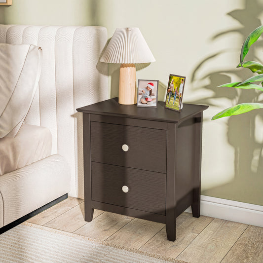 Modern Nightstand, 2 Drawers Brown Nightstands Brown at Gallery Canada