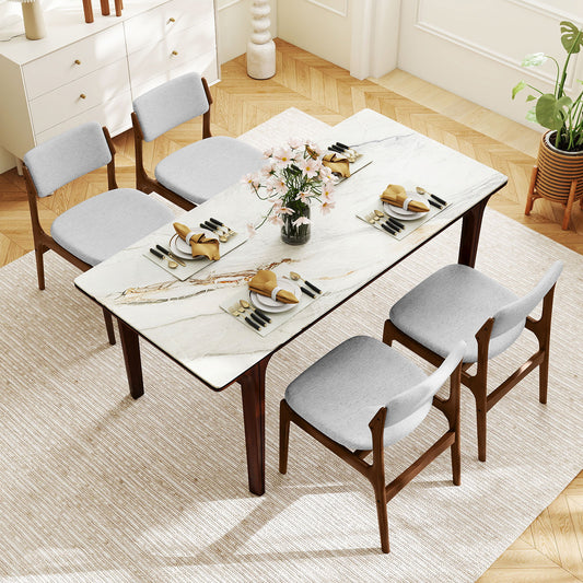 Modern Padded Dining Chairs, Set of 4, Rubber Wood Legs, Brown Dining Chairs Brown at Gallery Canada