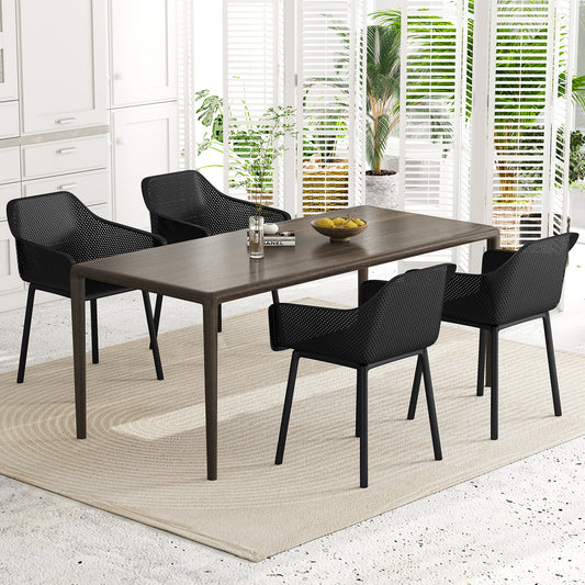 Plastic Dining Chairs, Set of 4, Kitchen Armchairs, Mesh Backrest, Black Dining Chairs Black at Gallery Canada