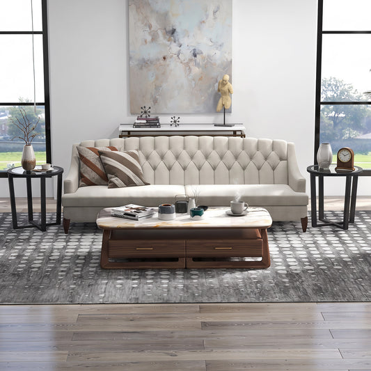 Modern Round End Table, Transparent Tempered Glass Top, Black End & Side Tables Black at Gallery Canada