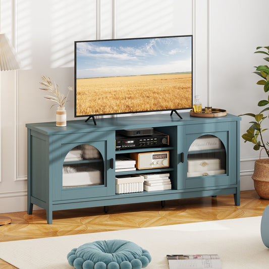 Vintage TV Cabinet, Adjustable Shelves, 65 Inches, Turquoise Entertainment Centers & TV Stands Turquoise at Gallery Canada