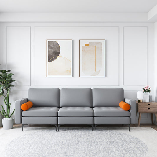 Modular 3-Seat Sofa, USB Ports, Side Storage Pocket, Gray Sofas & Loveseats Gray at Gallery Canada