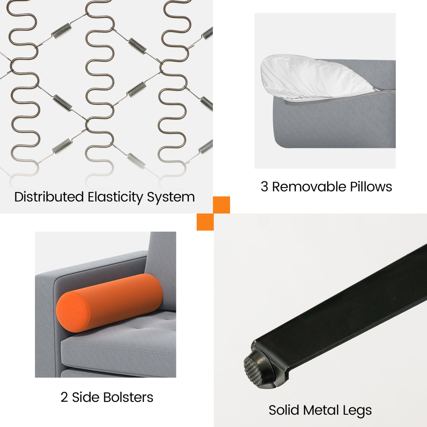 Modular 3-Seat Sofa, USB Ports, Side Storage Pocket, Gray Sofas & Loveseats at Gallery Canada