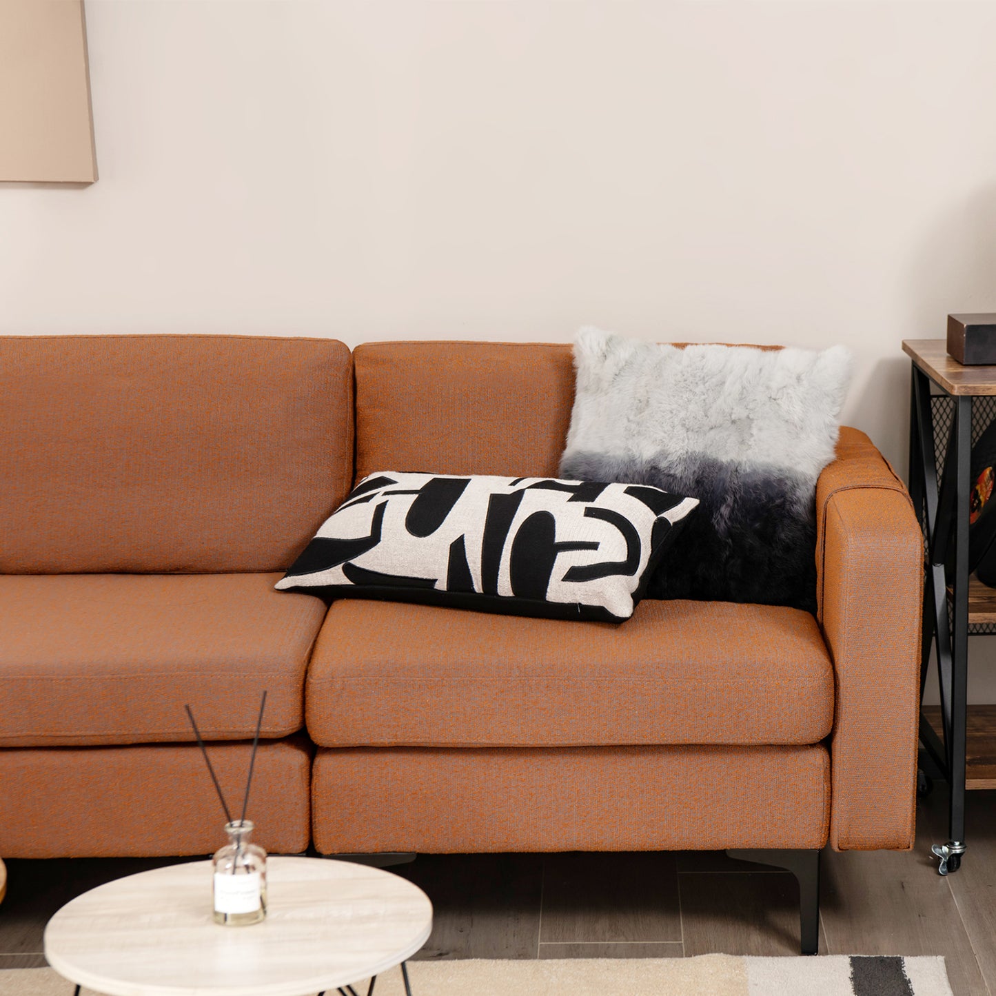Modular L-Shaped Sectional Sofa, Reversible Ottoman, 2 USB Ports, Orange Sofas & Loveseats at Gallery Canada