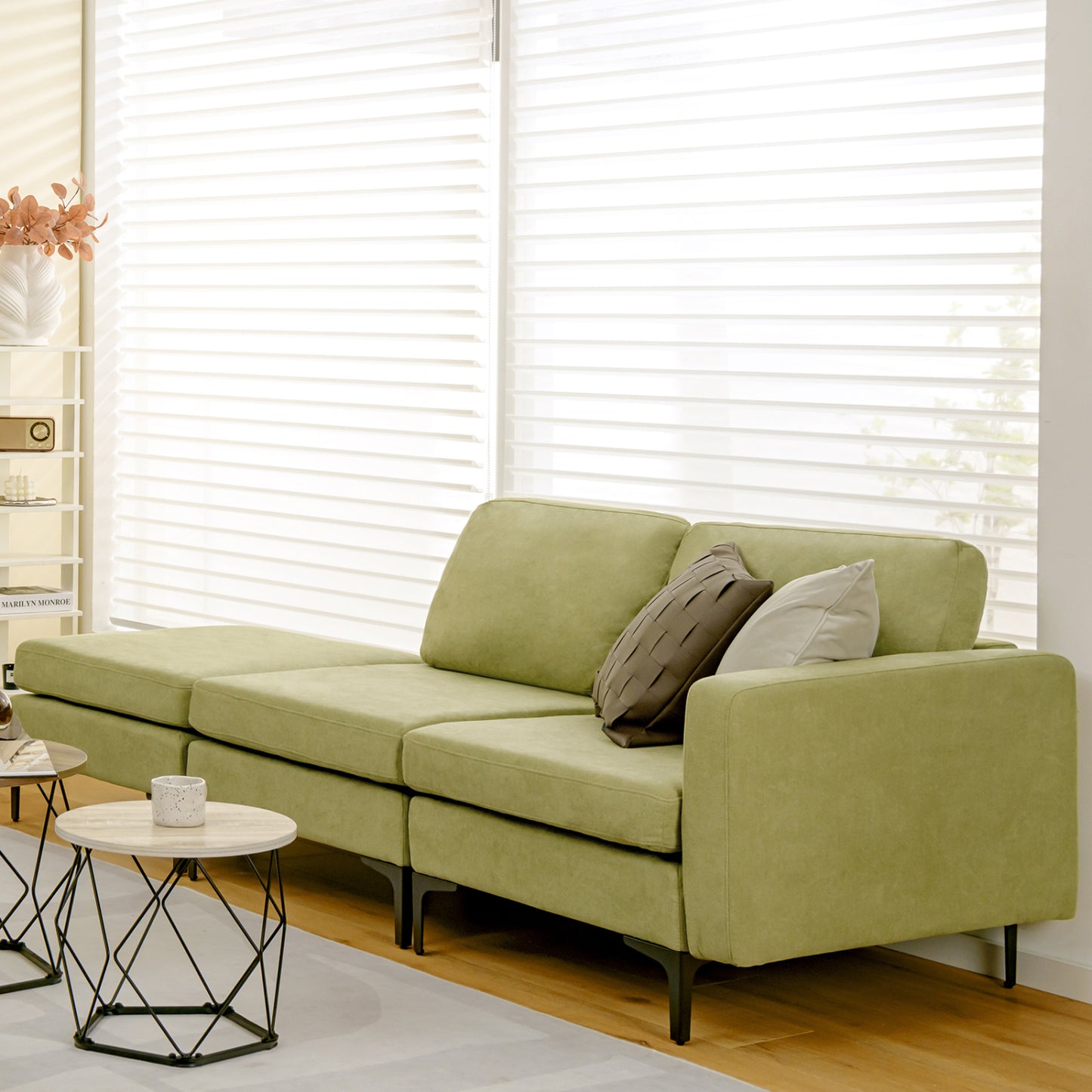 Modular L-Shaped Sectional Sofa, Reversible Ottoman, 2 USB Ports, Green Sofas & Loveseats at Gallery Canada