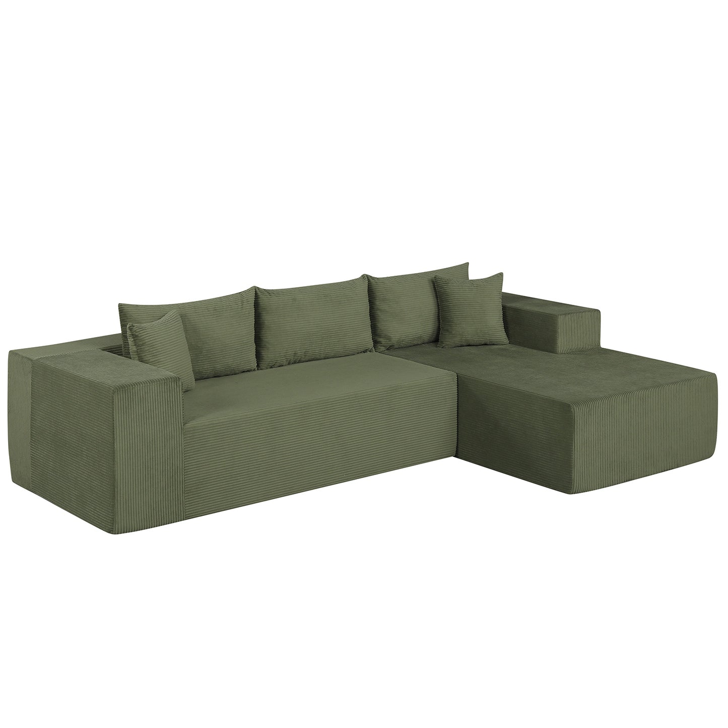 Modular Sectional Sofa Corduroy Upholstered L-shaped Sofa Couch with Deep Seats, Green Sofas & Loveseats at Gallery Canada
