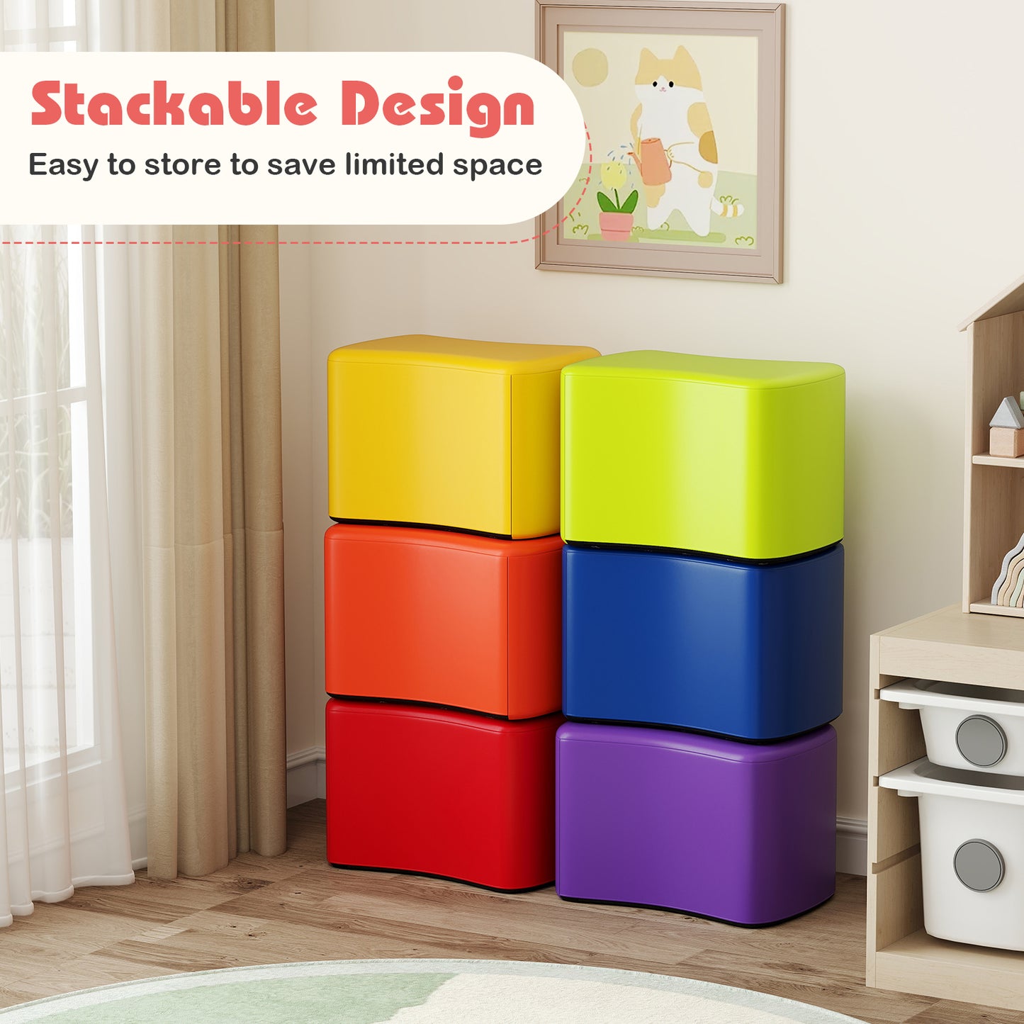 Kids Modular Stool Set, 6 PCS, Butterfly Stools, Multicolor Kids Chairs & Seating at Gallery Canada