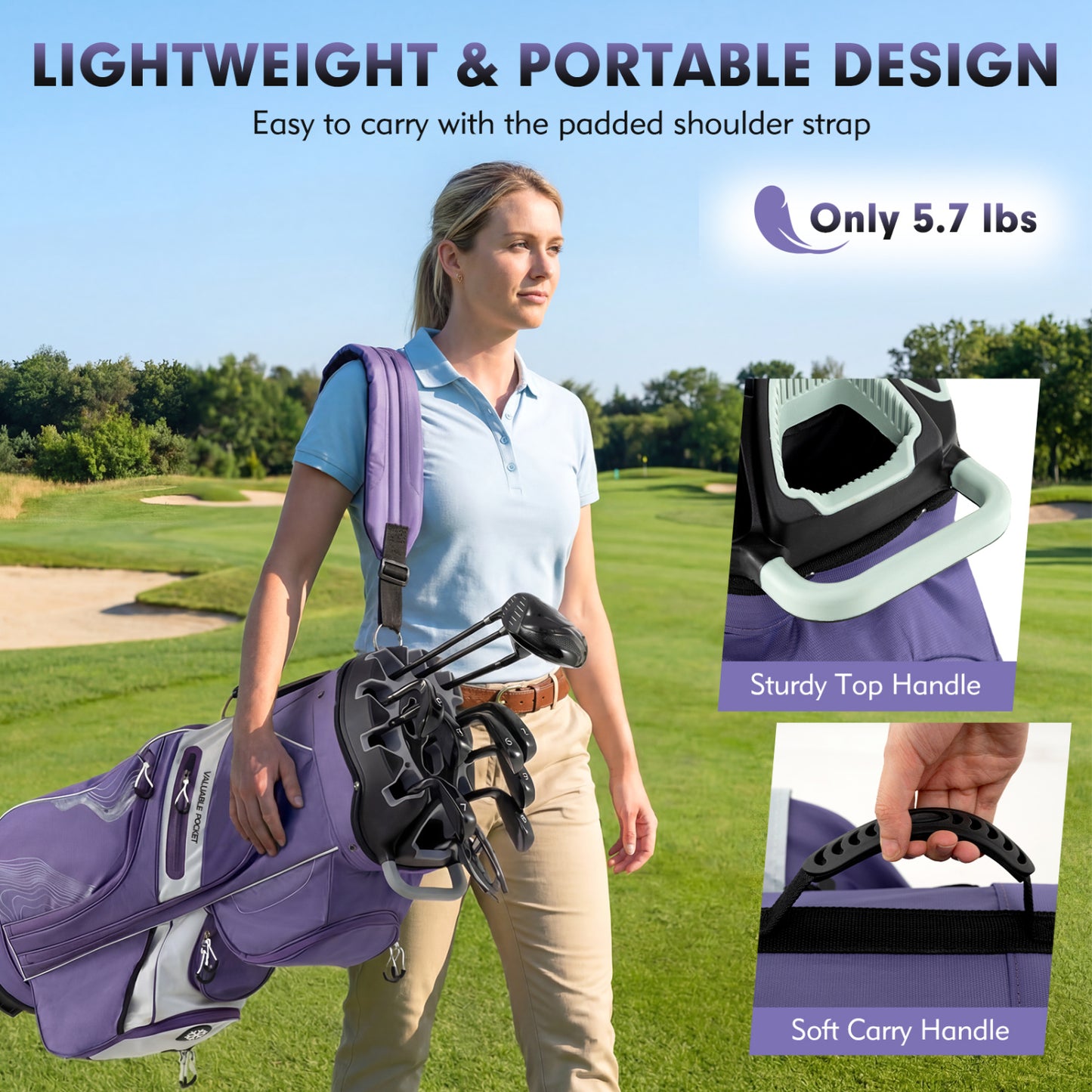 Molded Lock Golf Cart Bag, 14-Way Dividers, 11 Pockets, Purple Golf at Gallery Canada