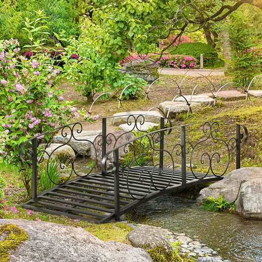 6FT Steel Garden Bridge, Safety Siderails, Arc Landscaping, Black Garden Bridges Black at Gallery Canada