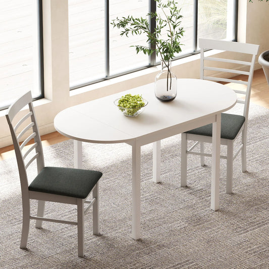 Solid Wood Kitchen Table, Drop Leaf, Folding Dining Table, White Dining Tables White at Gallery Canada