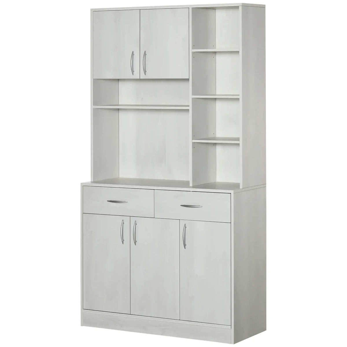 71" Kitchen Hutch with Storage Cabinet, Modern Buffet, Ash White Kitchen Pantry Cabinets at Gallery Canada